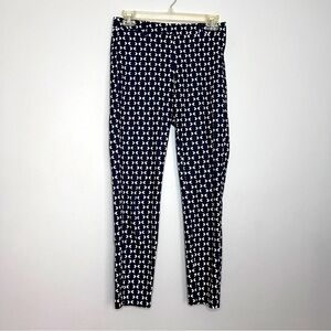 H&M Slacks Navy Patterned Stretchy Cigarette Trousers Pants Size 2 in EUC